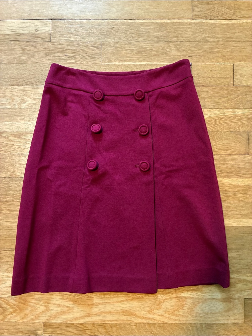 Talbots Women’s Double-Breasted A-Line Skirt in Deep Berry